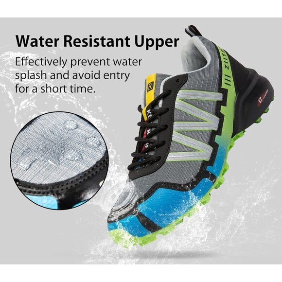 Mens  Green Waterproof Walking Hiking Running Non-Slip All-Terrain Shoes - Picture 3 of 7